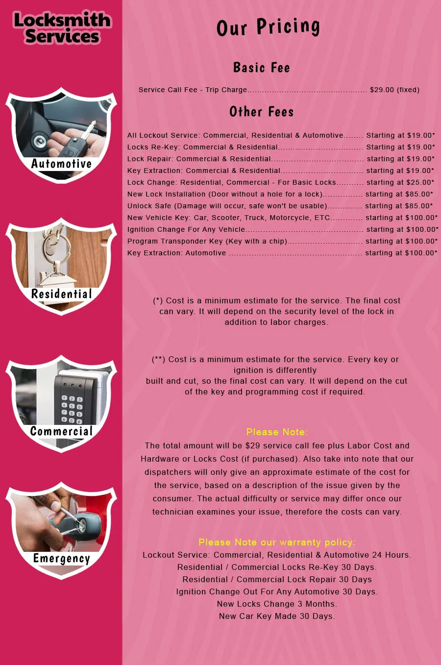 Kingston NJ Locksmith Store Kingston, NJ 609-283-5399 - price-list-c-18